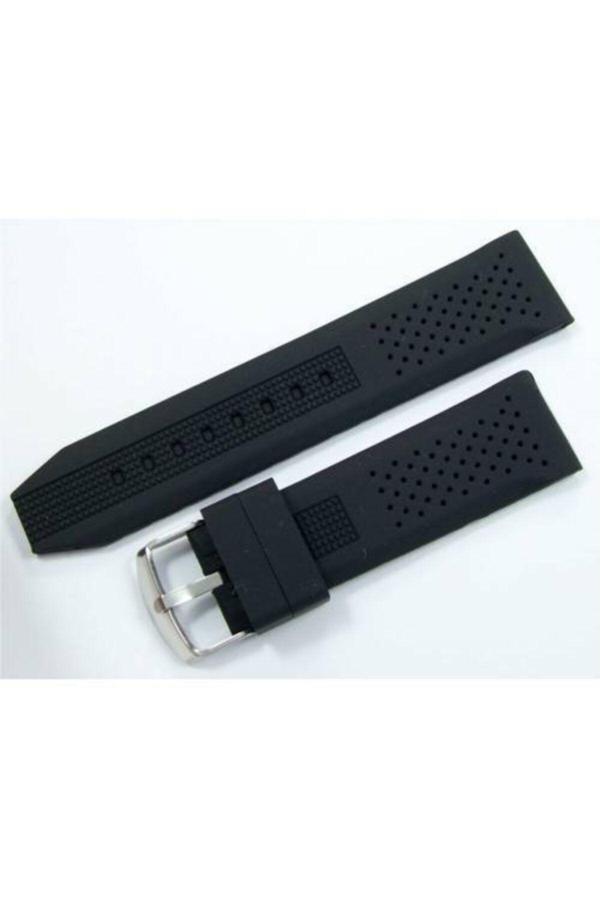 Ezgi Elektronik Lacost Model Silikon Saat Kordonu Siyah 18Mm Slikon Kordon Kolçak - Image 1
