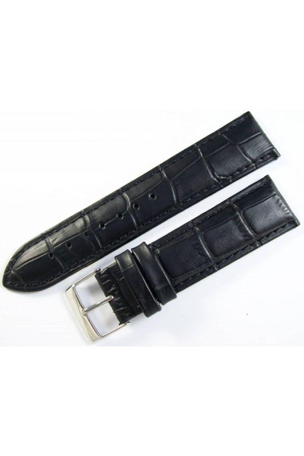 Ezgi Elektronik Cobra Deri Saat Kordonu 22Mm Xl Uzun Siyah Saat Kayışı Kroko - Image 1
