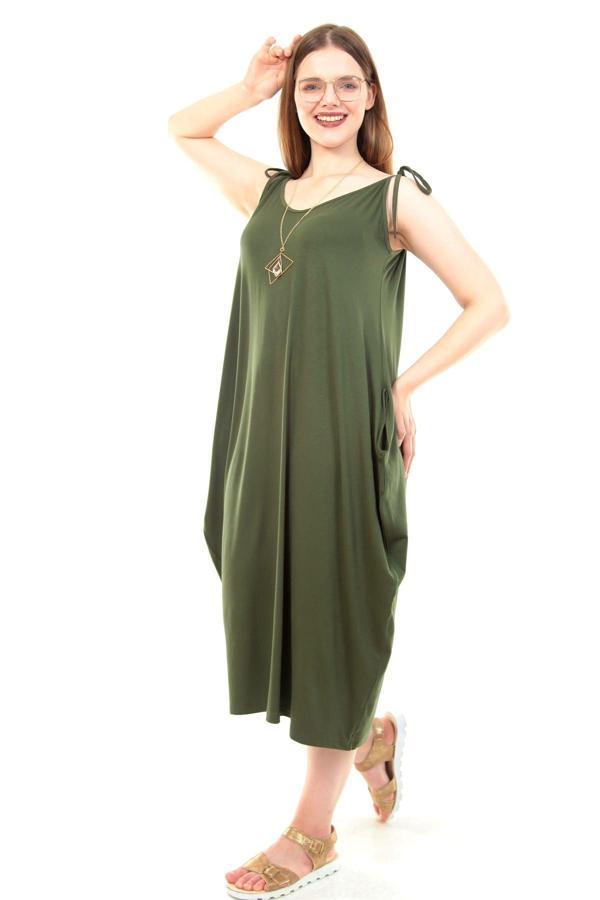 Curvy Trend İp Askılı Jumbo Salaş Elbise - Image 1