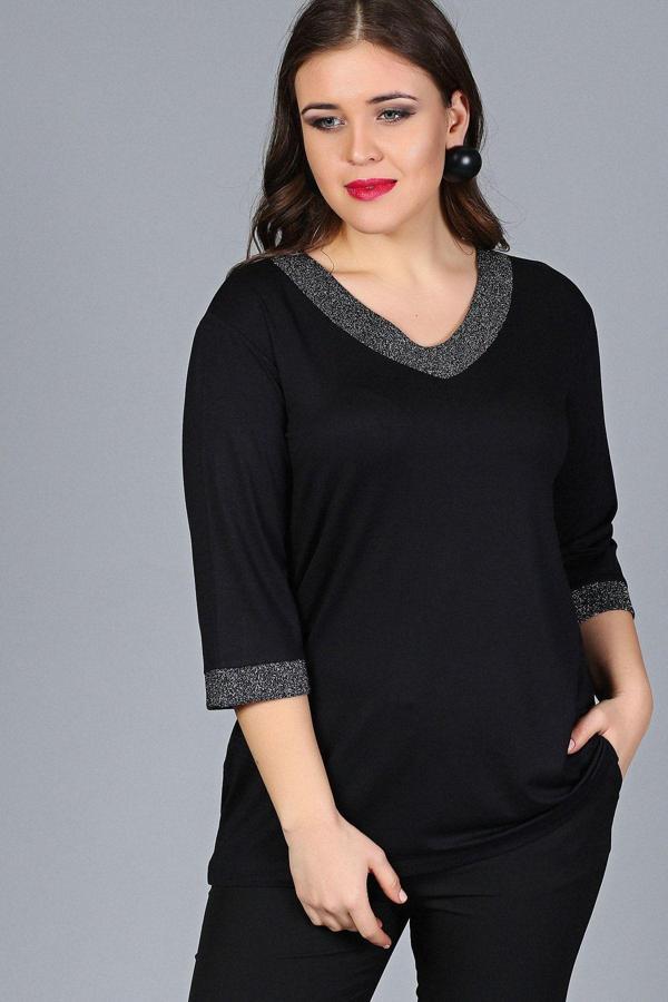 Curvy Trend Büyük Beden Yaka Kolucu Sim Yarım Kol Bluz - Image 1