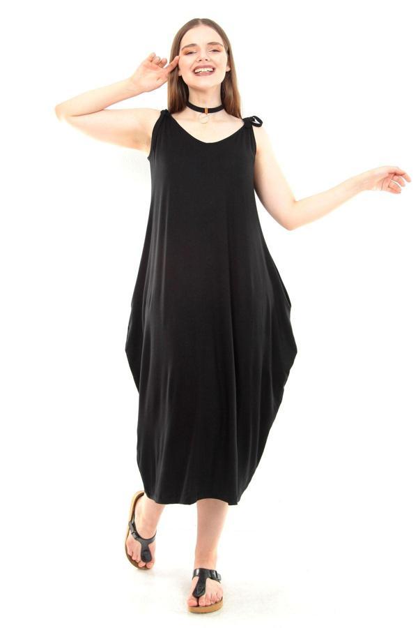 Curvy Trend İp Askılı Jumbo Salaş Elbise - Image 1