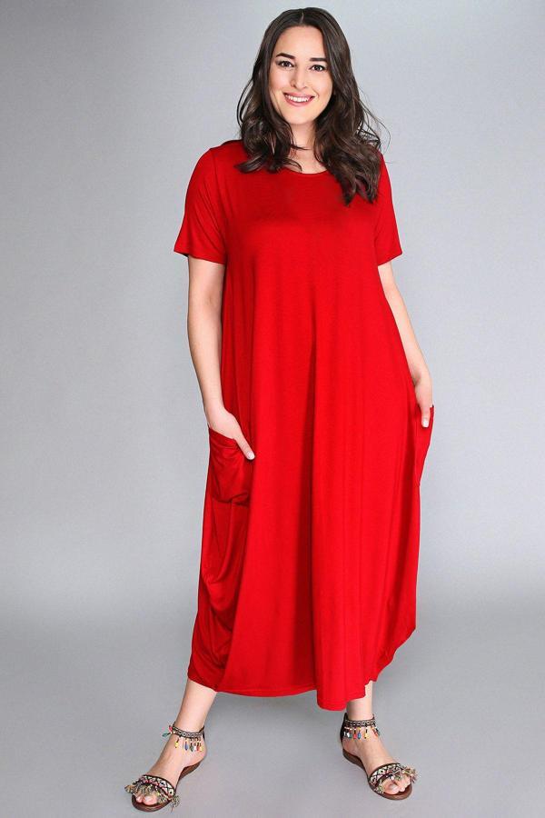 Curvy Trend Jumbo Kısa Kol Elbise - Image 1