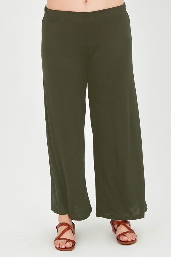 Curvy Trend Büyük Beden Bol Kesim Viskon Penye Pantolon - Image 1