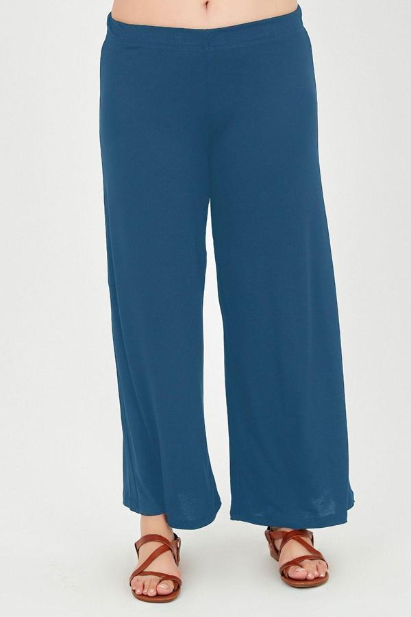 Curvy Trend Büyük Beden Bol Kesim Viskon Penye Pantolon - Image 1