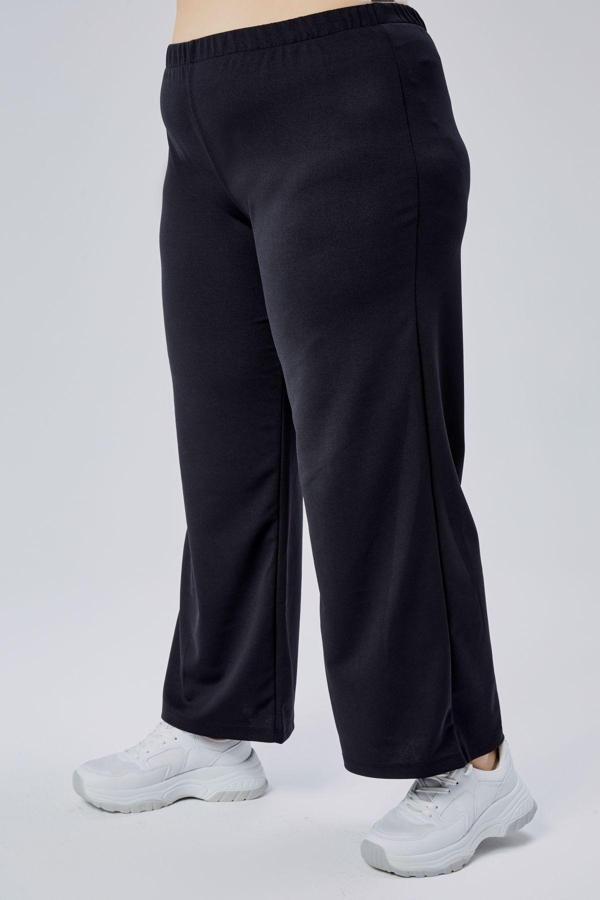 Curvy Trend Büyük Beden Geniş Düz Paça Esnek Pantolon - Image 1
