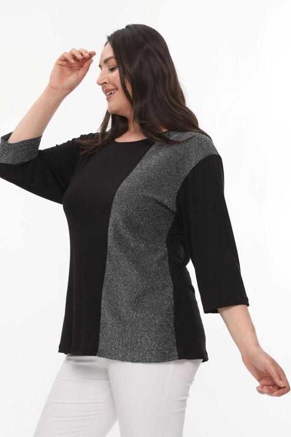 Curvy Trend Büyük Beden Sol Ön Sağ Kol Sim Detaylı - Image 1