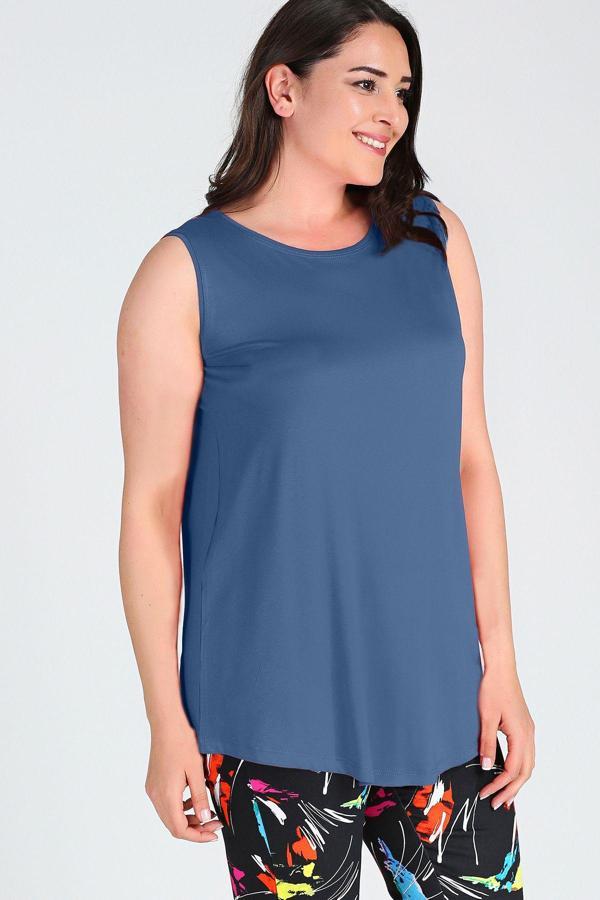 Curvy Trend Kolsuz Viskon Basic Bluz - Image 1