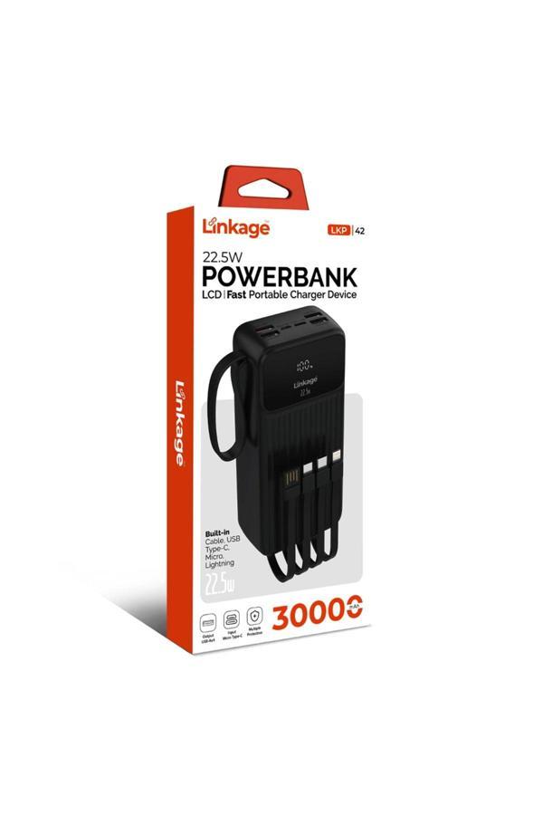 Linkage Lkp-42 4Xusb 30.000Mah Lcd Ekran, 22.5W Dahili Usb, Mikro, Type-C Lightning Powerbank - Image 1