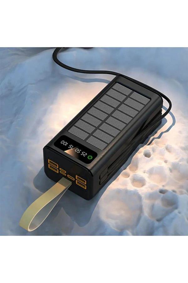 Gunkes Solar 30.000 Mah Güneş Enerjili Led Işıklı Powerbank Şarj Aleti 2X Usb Çıkışlı Mikro Tycp - Image 1
