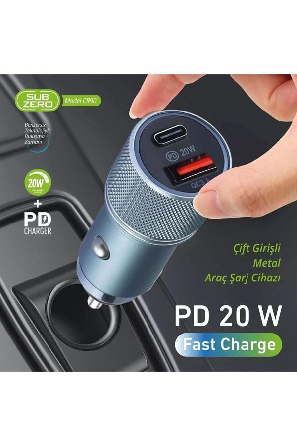 Gunkes Subzero Çakmaklık Usb + Type-C Çıkışlı 20W Uyumlu Şarj Aleti Başlık - Image 1