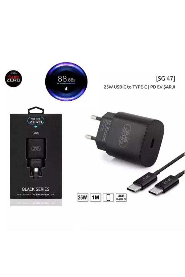 Subzero Sg47 25 Watt Pd Type-C To Type-C Siyah Şarj Aleti - Image 1