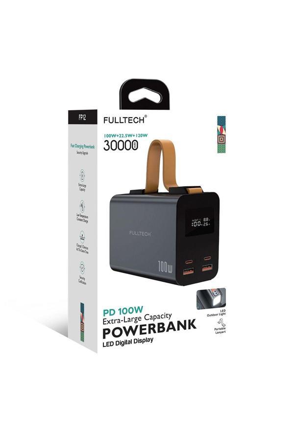 Fulltech Fp-12 30.000Mah 100W Hızlı Şarj Powerbank - 5 Portlu, Led Ekranlı Ve Taşınabilir Lamba Özel - Image 1