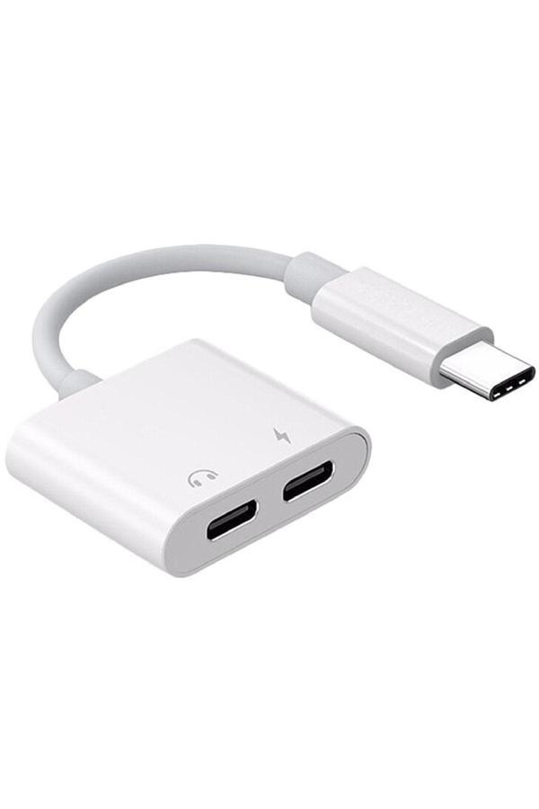 Gunkes İphone Type-C Uyumlu Kulaklık Ve Şarj Çoklayıcı Kablo Çevirici Usb-C Jh-032 - Image 1