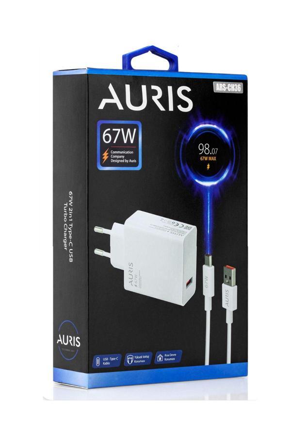 Gunkes Auris 67 Watt Hızlı Şarj Aleti Type C Kablo + Usb Şarj Başlığı Yüksek Hızlı Şarj Göstergesi Çıkaran - Image 1