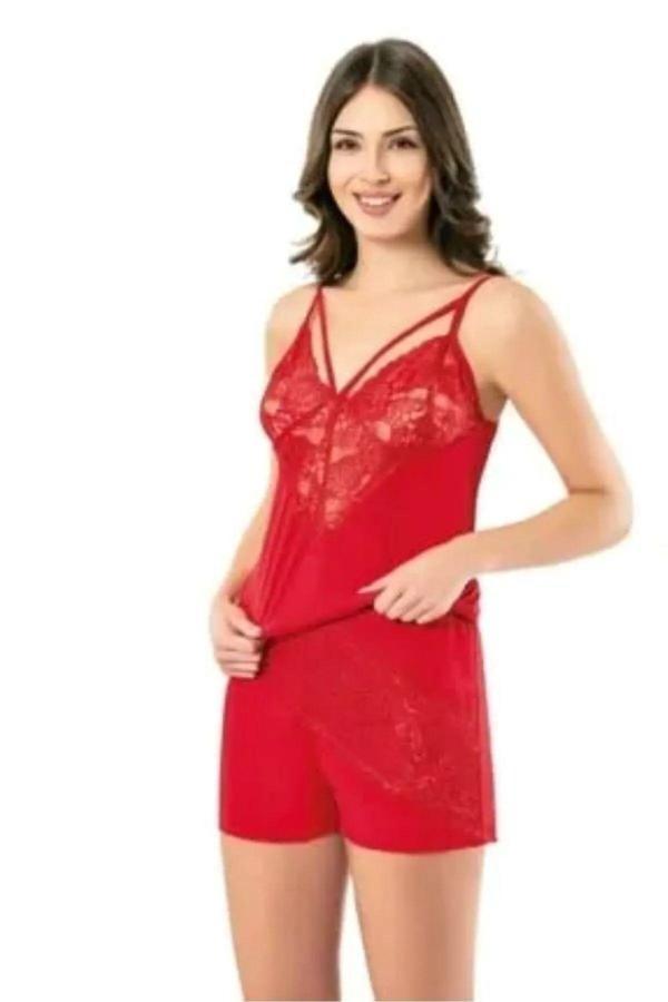 Starefsane Kadın Dantelli İp Askılı Atlet Şort Takımı Kota 6394 - Image 1