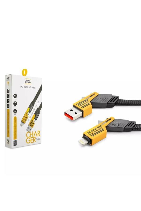 Subzero Cl24 4İn1 Type-C 65W To Usb-A + Type-C To Lightning 27W Hızlı Şarj Kablosu - Image 1
