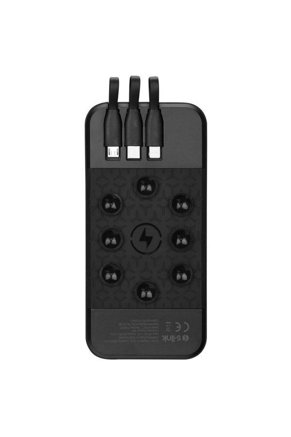 Gunkes Ip-G14W 10000Mah Dahili Kablolu Gizli Ledli Siyah Vantuz Stand Kablosuz Taşınabilir Pil Şarj - Image 1