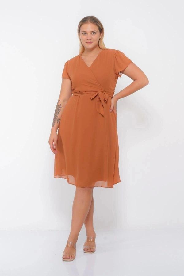 Kadın Kruvaze Yaka Midi Şifon Elbise 4449/110 - Image 1