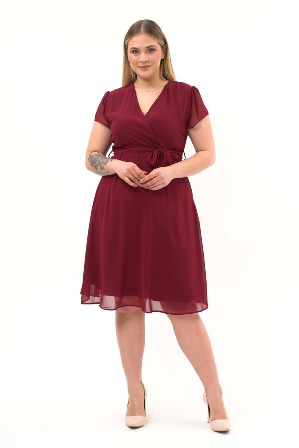 Kadın Kruvaze Yaka Midi Şifon Elbise 4449/110 - Image 1