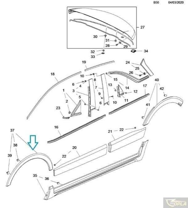 Çamurluk Dodiği Ön Sol Sıyah Opel Crossland X Bm 17- (Oem No: Yq009412Xt) - Image 1