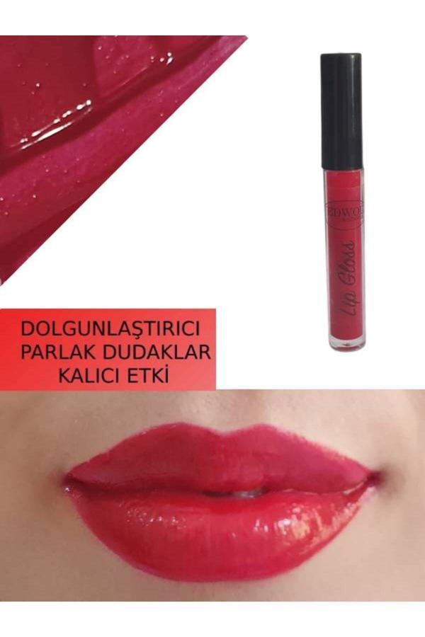 Edwol Make Up Likit Işıldayan Dolgunlaştırıcı Parlak Lip Gloss Kırmızı Ruj - Image 1