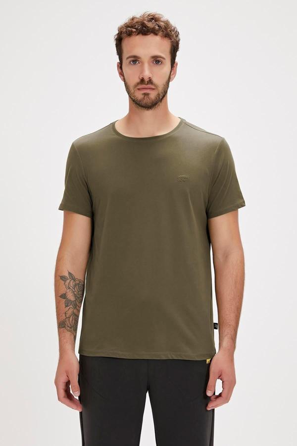 Solid T-Shirt Haki Basic Erkek Tişört	 - Image 1