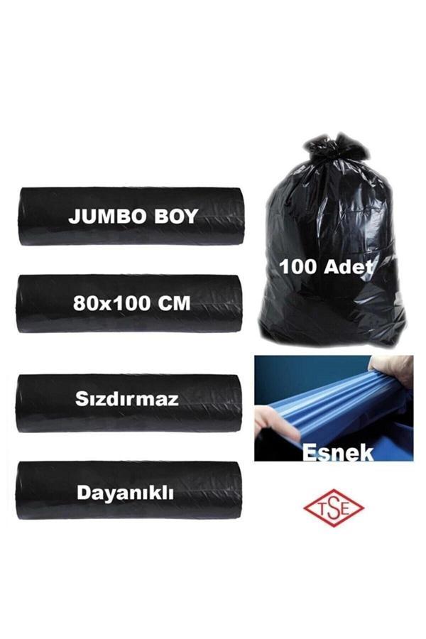 Jumbo Boy Çöp Torbası 100 Adet (10LU 10 PAKET) Rulo Çöp Poşeti 80x110 Cm Dayanıklı - Image 1
