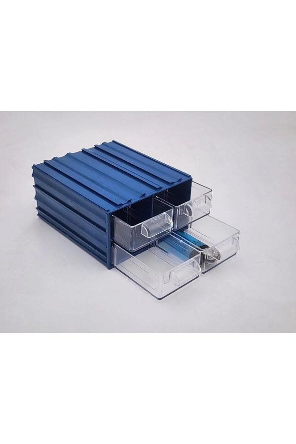 Plastik 4 Şeffaf Çekmeceli Kutu Küçük Organizer Çekmece - Image 1