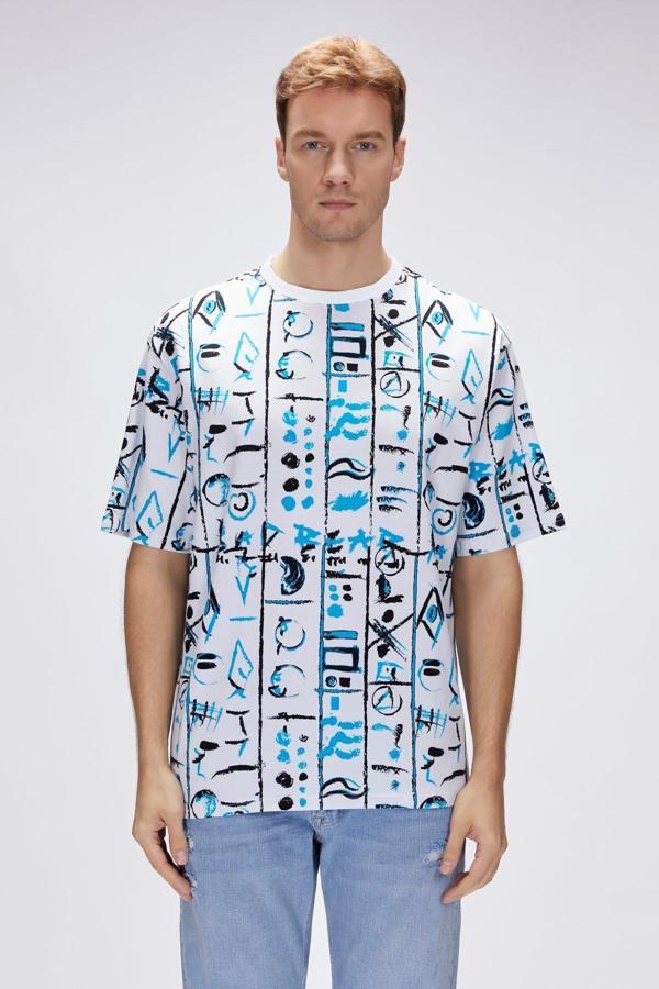 Rudy Beyaz Erkek Oversize Tişört - Image 1