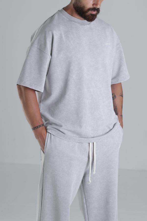 Yıkamalı Gri Oversize Takım - Image 1