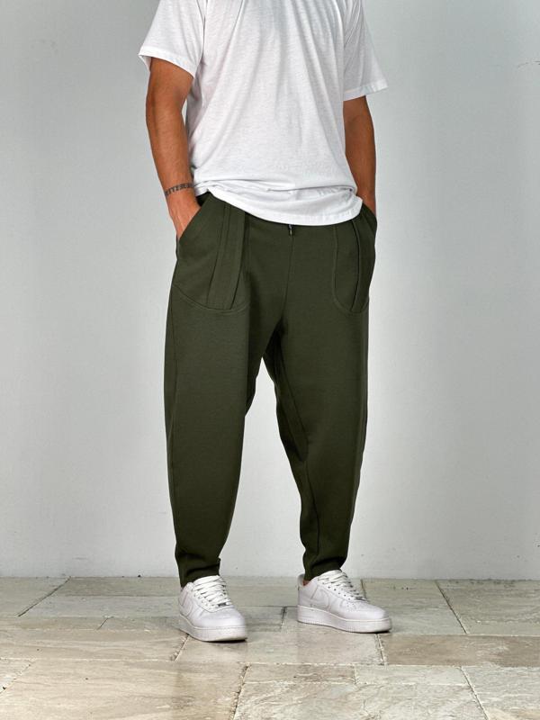 Cep Detalı Yeşil Baget Pantolon - Image 1