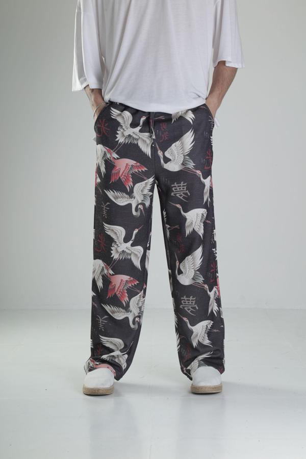 Kuş Desenli Baggy Pantolon - Image 1