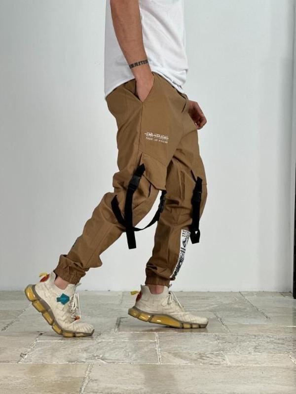 Premium Kalite Yazlık Bej Paraşüt Kumaş Jogger - Image 1