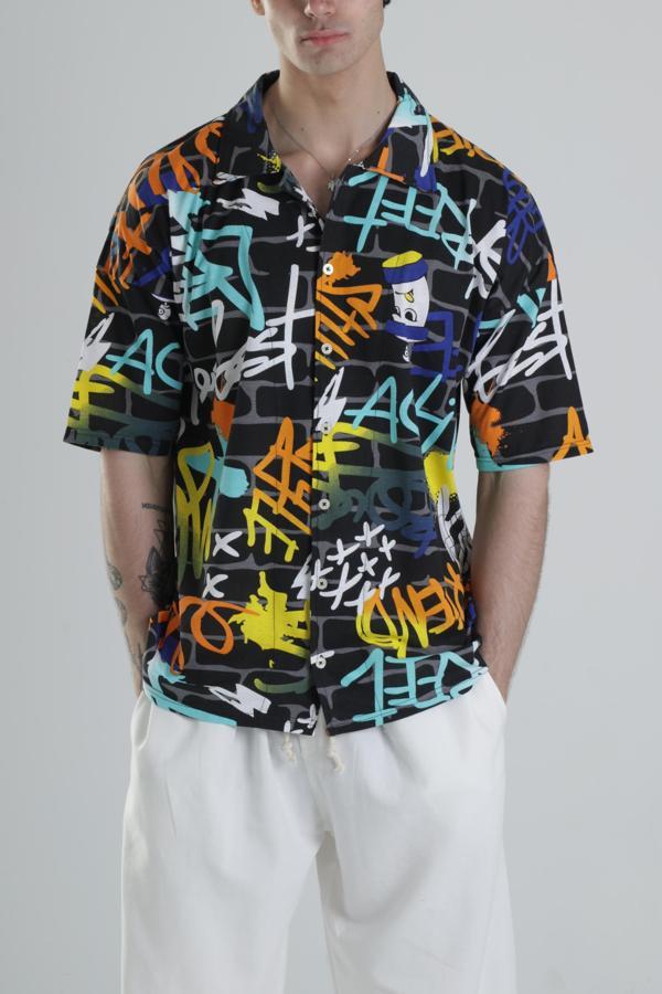 Grafiti Desenli Gömlek - Image 1