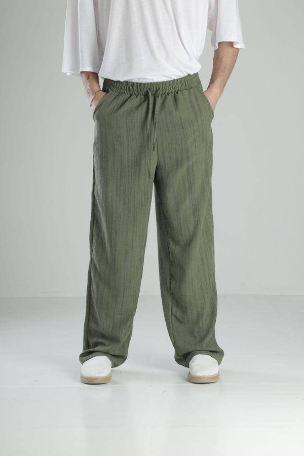 Aerobin Keten Yeşil Baggy Pantolon - Image 1