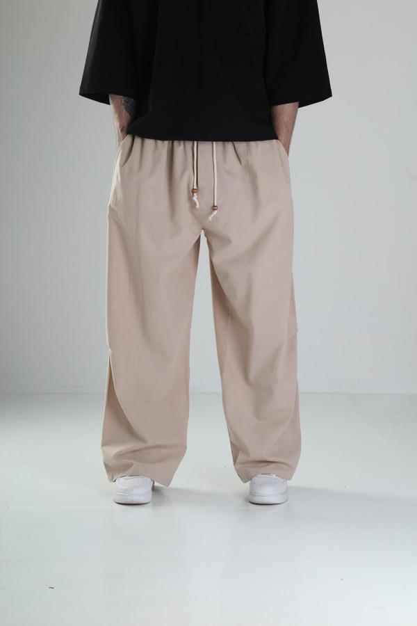 Baggy Kahve Keten Pantolon - Image 1