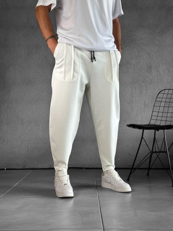 Cep Detaylı Beyaz Baget Pantolon - Image 1