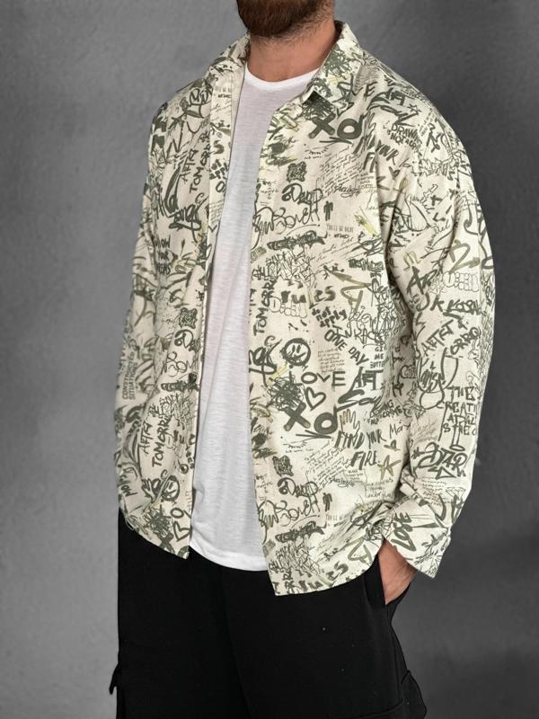 Gabardin Kumaş Yeşil Desenli Spor Gömlek - Image 1