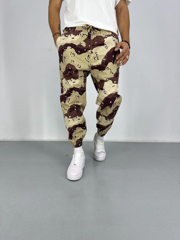 Erkek Gabardin Kahverengi Kamuflaj Jogger - Image 1