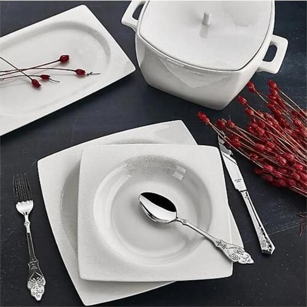 ArYıldız Bone Square Porselen 60 Parça Yemek Takımı AR45002 - Image 1