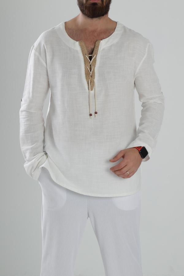Tasarım İpli Beyaz T-Shirt - Image 1