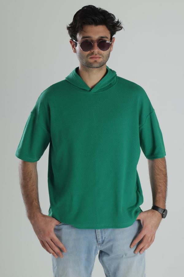 Kapüşonlu Fakir Kol T-Shirt - Image 1