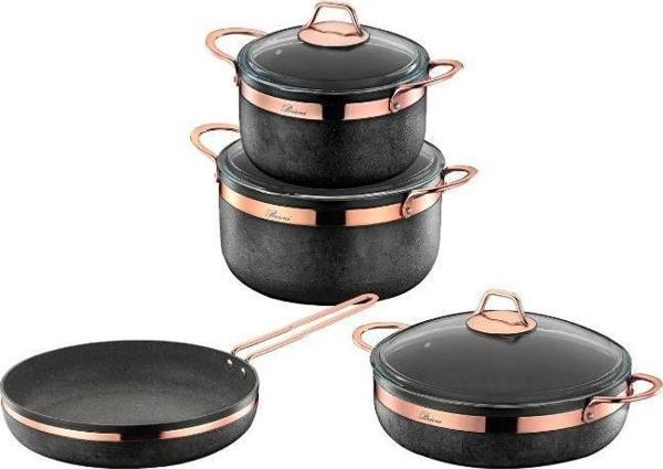 Brioni Royal Stone 7 Parça Tencere Seti Antrasit&Bakır - Image 1