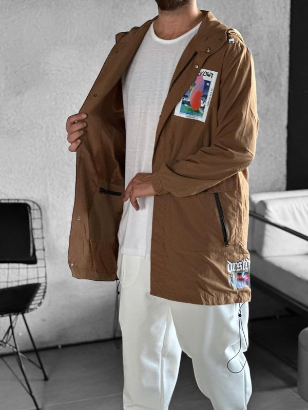 Erkek Premium Kalite Paraşüt Kumaş Taba Ceket - Image 1