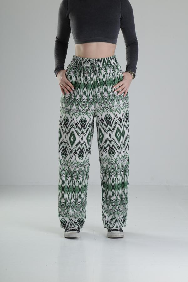 Etnik Yeşil Baggy Pantolon - Image 1