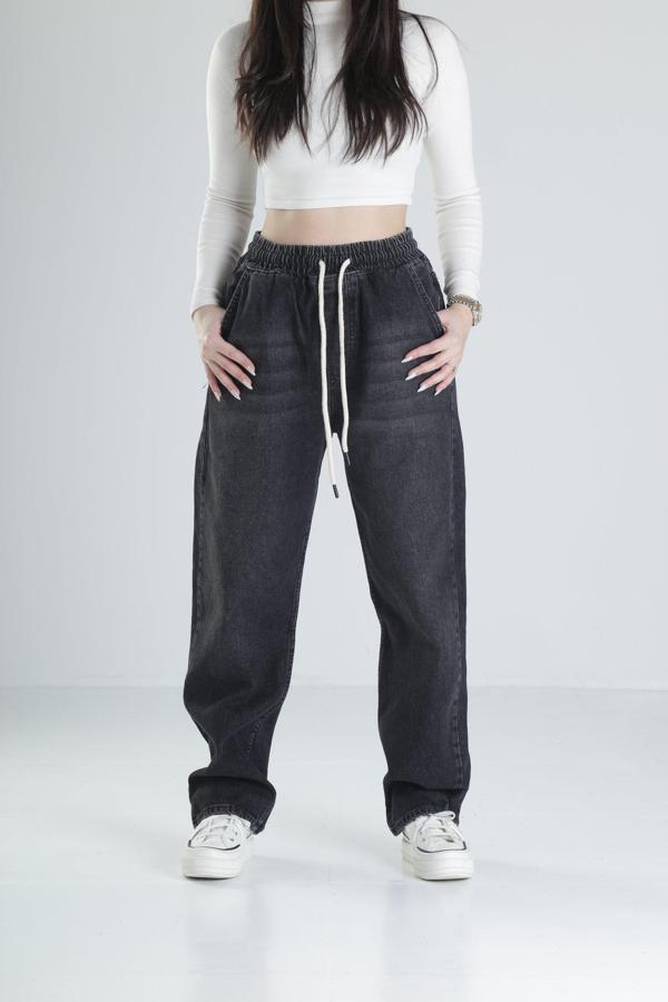 Siyah Baggy Kot Pantolon - Image 1