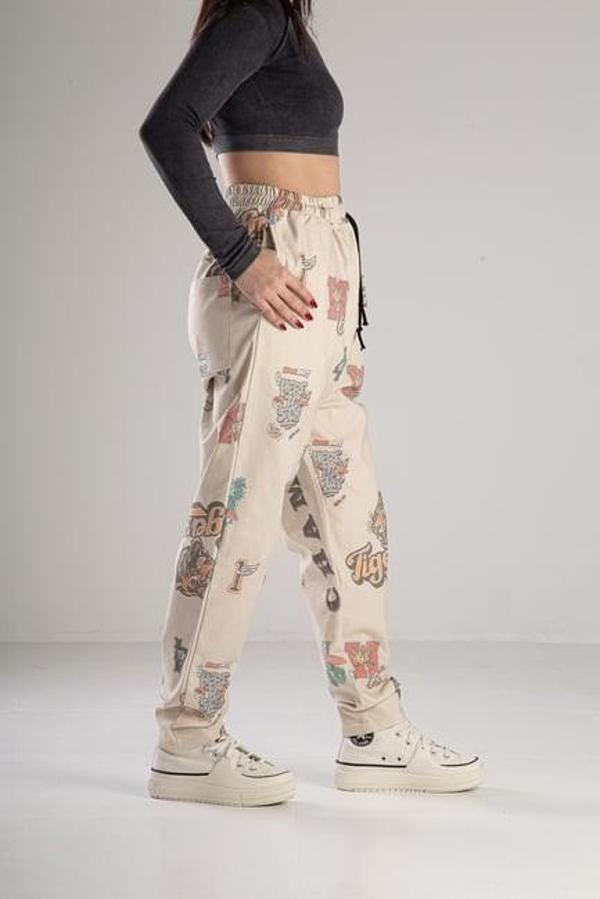 Tiger Desenli Gabardin Jogger Pantolon - Image 1