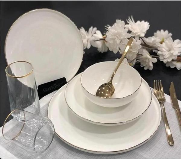 Royking Gold Slender 24 Parça Bone Chına Yemek Takımı DSN 045 - Image 1