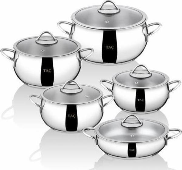 Taç Master Steel 10 Parça Çelik Tencere Seti - Image 1