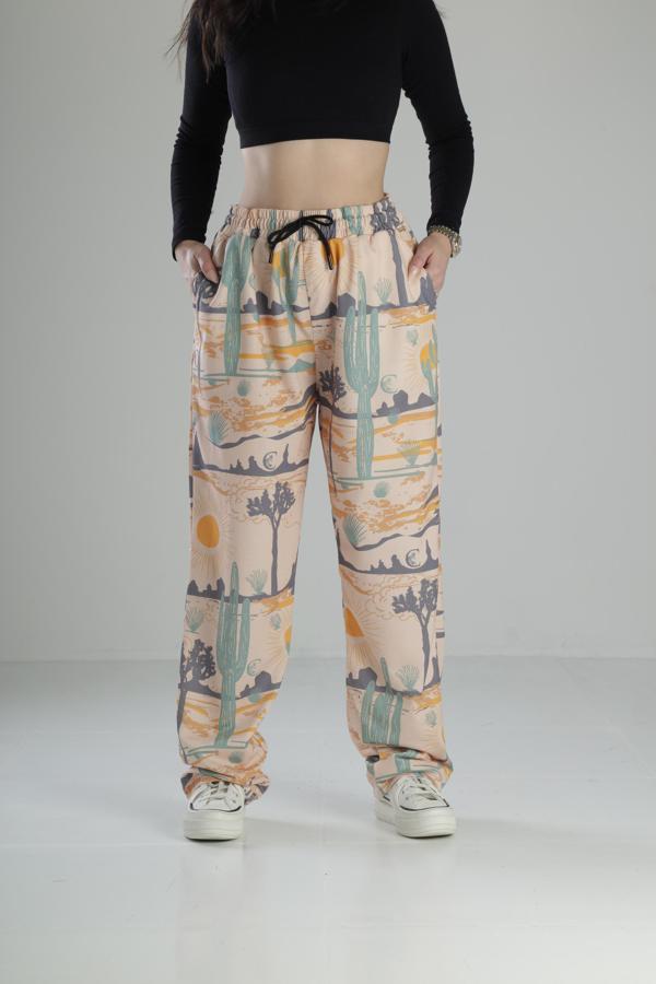 Kaktüs Desenli Baggy Pantolon - Image 1